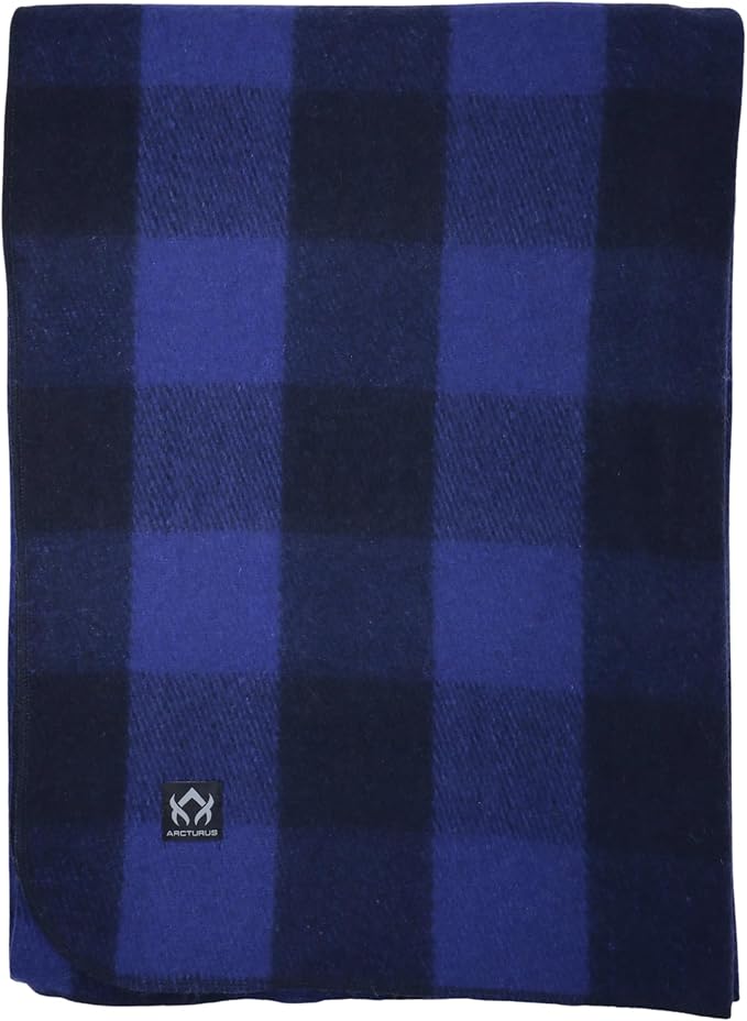 Arcturus Plaid Wool Blankets - 4.5lbs Warm, Heavy, Washable, Large | Great for Camping, Outdoors, Sporting Events, or Home