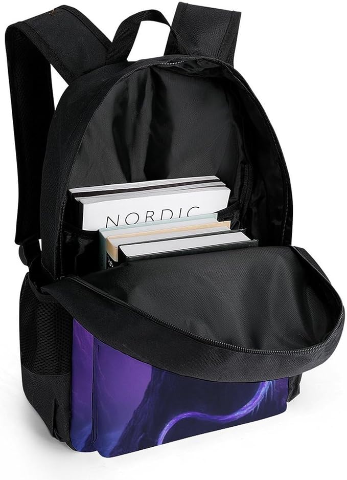 Adults Lightweight Purple Dragon Art Rucksacks Large Capacity Bookbag With Adjustable Shoulder Straps for Trekking Outdoors Bicycle