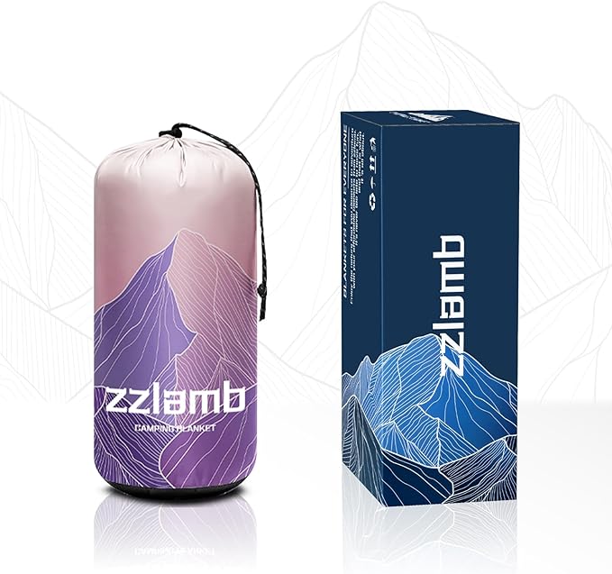 zzlamb Camping Blanket, Outdoor Lightweight Travel Blanket Puffy Portable Down Alternative, Windproof Warm Cloak with Snaps, Cozy Quilt Backpacking Picnic RV Plane Car Hammock Beach Climbing