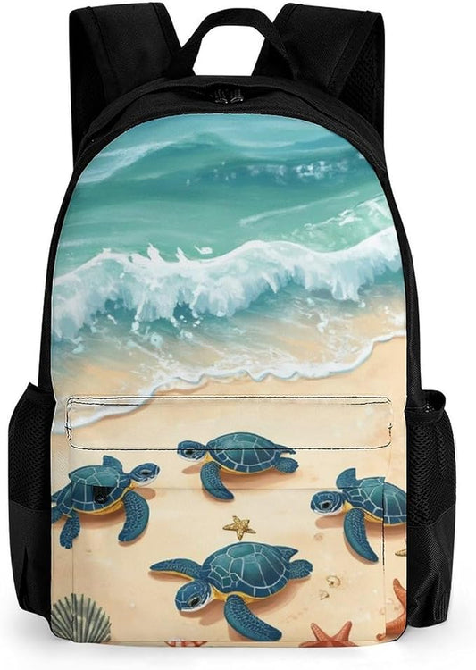 Lightweight Daypack for Camping Business Walking Cycling, Large Capacity Anti-Theft Multipurpose Bookbag, Beach Turtles Gym Outdoor Hiking Backpack