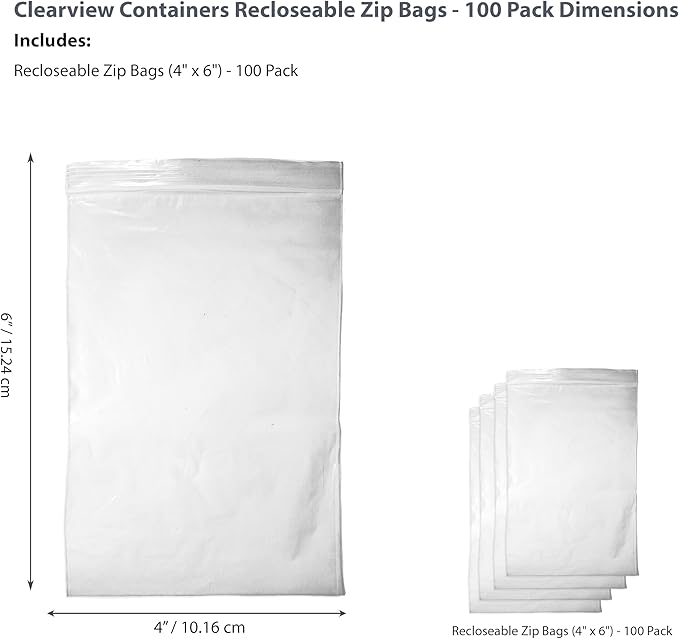 100-Pack 4" x 6" Reclosable Zip Bags – Durable & Convenient Storage Solution