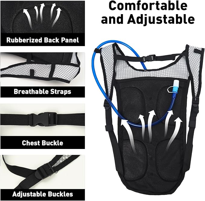 Hydration Backpack, Hiking Hydration Pack with 2L Water Bladder, Bike Water Bag for Men and Women, Running Hydro Vest Backpack for Hiking