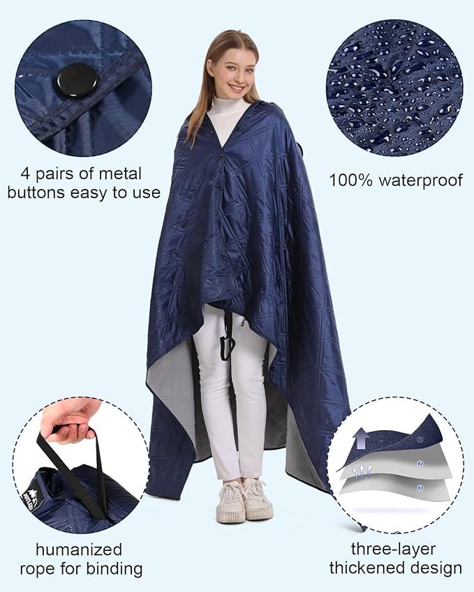 Outdoor Camping Blanket, Fleece Waterproof Stadium Blanket with Protable Bag, Lightweight for Cold Weather, Sports, Pet, Beach, Picnic, Stadium, Travel, Car, 79 * 54inch