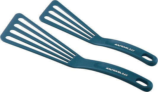 Rachael Ray Tools & Gadgets 2-Piece Nylon Turner Set, Marine Blue, 10" & 12" Spatula Set