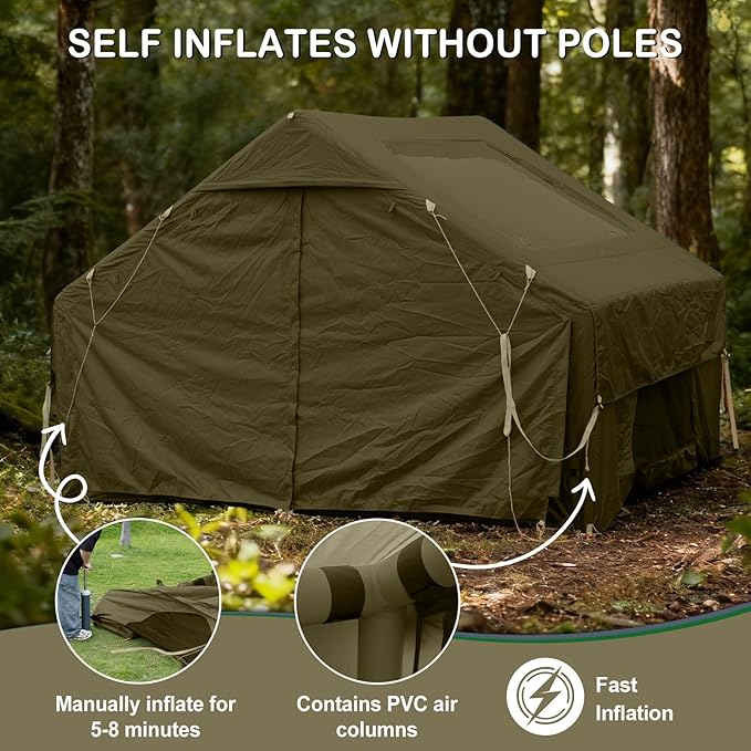 Inflatable Tents for Camping,Easy Blow Up Tent with Hand Pump,4 Seasons Waterproof Air Inflatable Camping Tent House for Family Weekend Camping