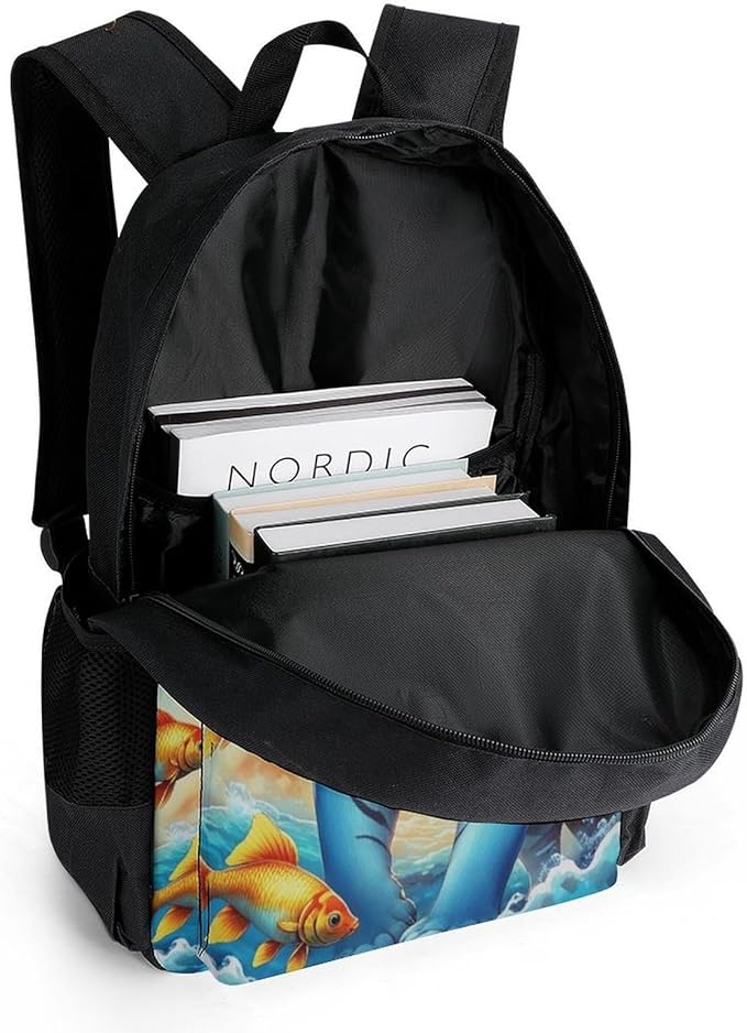 Backpack Anti-Theft Multipurpose Large Capacity Carry On Bag, Trippy Tiger Goldfish Camping Outdoor Backpack With Side Pockets