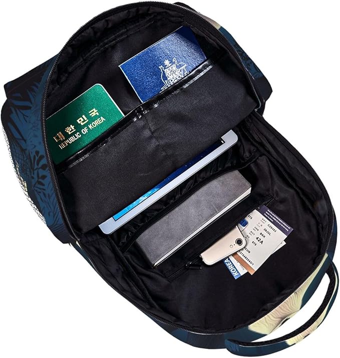 Rucksack Anti-Theft Multipurpose Large Capacity Carry On Bag, Mysterious Gold Elk Art Travel Hiking Bag Day Pack With Side Pockets