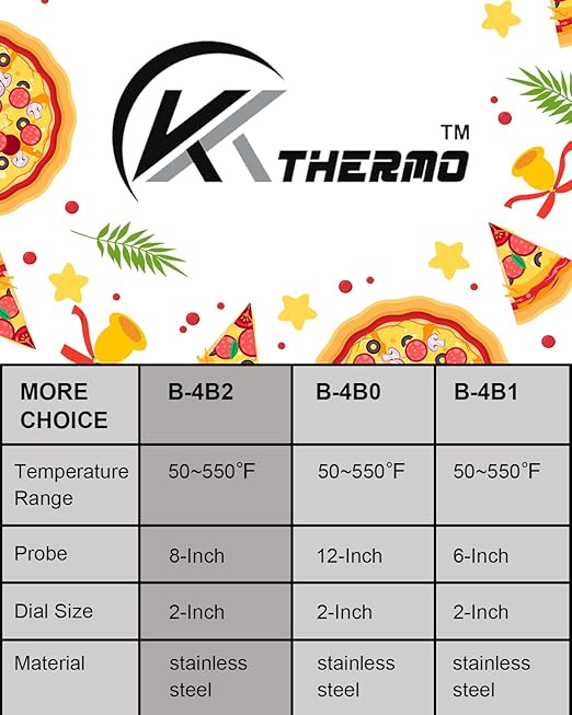 KT THERMO Candy/Deep Fry Thermometer with Instant Read,Oil Thermometer,8" Stainless Steel Stem Meat Cooking Thermometer,Best for Turkey,BBQ,Grill