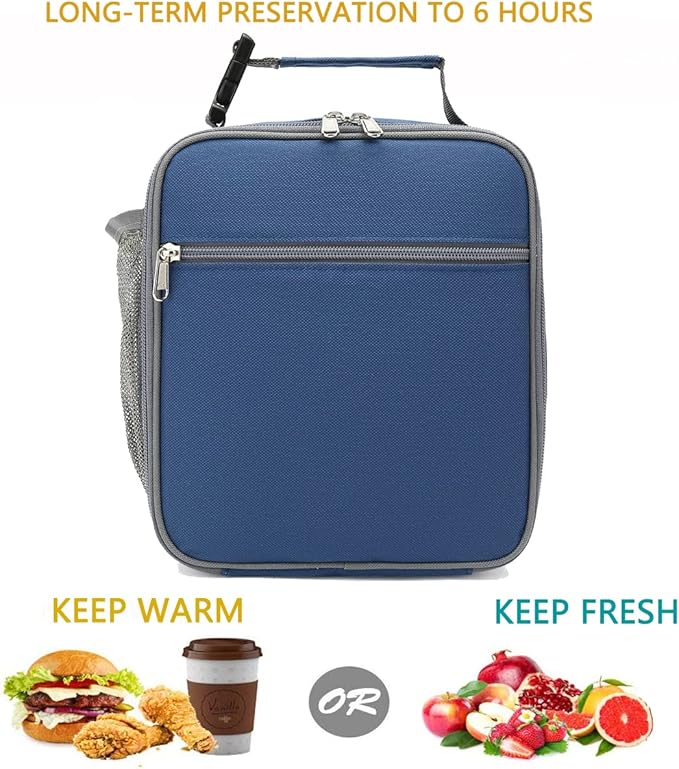 FlowFly Kids Lunch box Insulated Soft Bag Mini Cooler Back to School Thermal Meal Tote Kit for Girls, Boys, Cyan