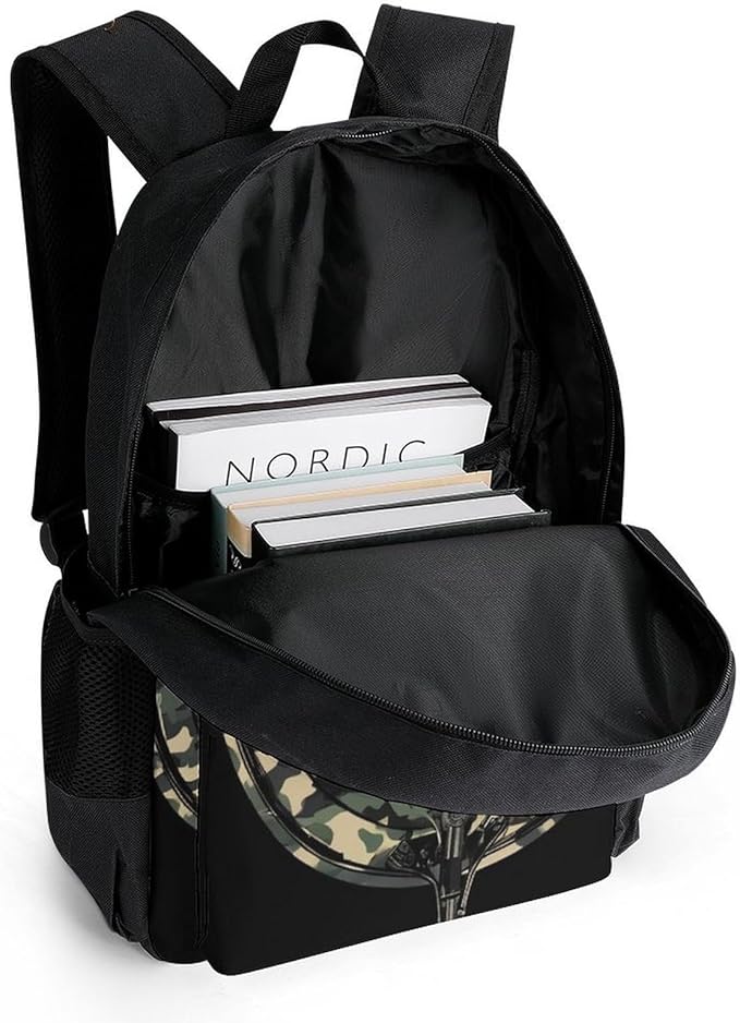 Supdreamc Rucksack Anti-Theft Multipurpose Large Capacity Carry On Bag, Camouflage American Flag Hunting Camo Deer Black Travel Hiking Bag Day Pack With Side Pockets