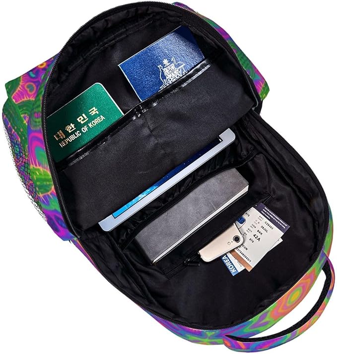 Men Women Polyester Psychedelic Cactus Art Casual Daypack Large Capacity Carry On Bag With Adjustable Shoulder Straps for Camping Work Running