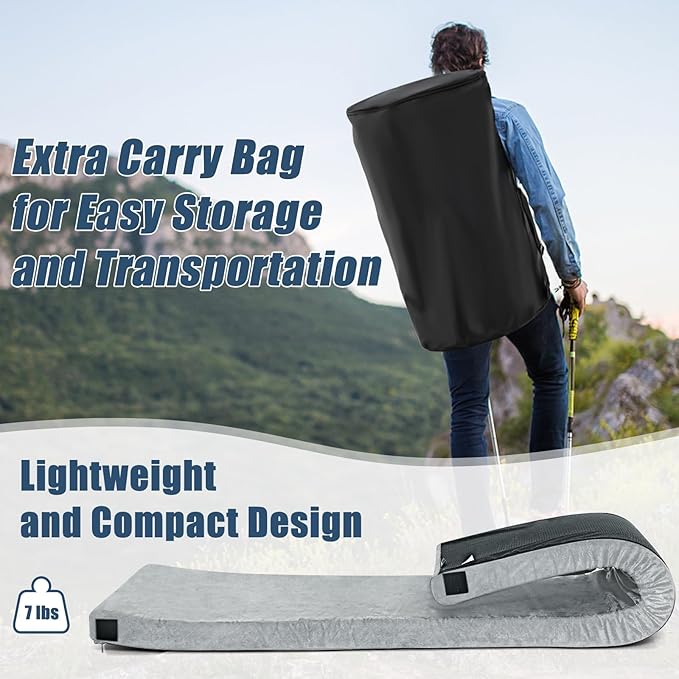 Goplus Memory Foam Camping Mattress, Portable Roll up Sleeping Pad w/Anti-Slip Bottom, Travel Bag, Single/Twin Waterproof Floor Mat, Guest Bed