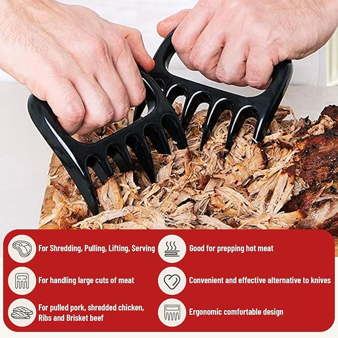 Medium 8L BBQ Prep Tub with Lid & 2 pcs Meat Shredder Claws, Collapsible Cutting Board for Brisket, BBQ Tray for Meal Prep marinating, Versatile Kitchen Container for Meat & Food storage