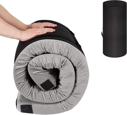 Memory Foam Camping Mattress Pad，Portable Roll Up Sleeping Pad for Floor,Camping, Car|Twin, Single, Kid Cot, Outdoor Guest Bed,Removable Waterproof Cover Travel Bag