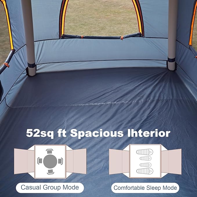 Inflatable Tents for Camping,2/4 Person Easy Setup Blow Up Tents for 4 Seasons Waterproof InflatableTent for Camping, Air Glamping Tents for Camping Adult