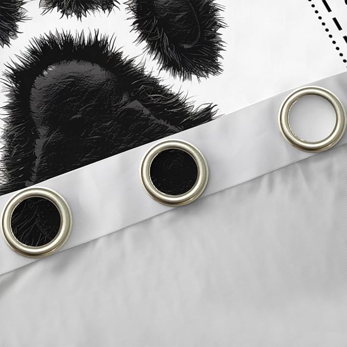 Manfei Bear Paw Print Blackout Curtains Black Claw Print Window Drapes,Wild Animal Footprints Window Treatments,Kids Boys Girls Room Decor,Grommet Top 2 Panel Set Bedroom Curtains, 52Wx90L inch