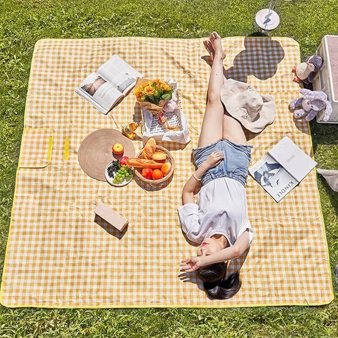 Large 80"x 60" Beach Blanket, Outdoor Picnic Blankets, Waterproof Sandproof Portable Blankets, Foldable and Lightweight for Spring Summer Camping, Beach, Park (Blue)