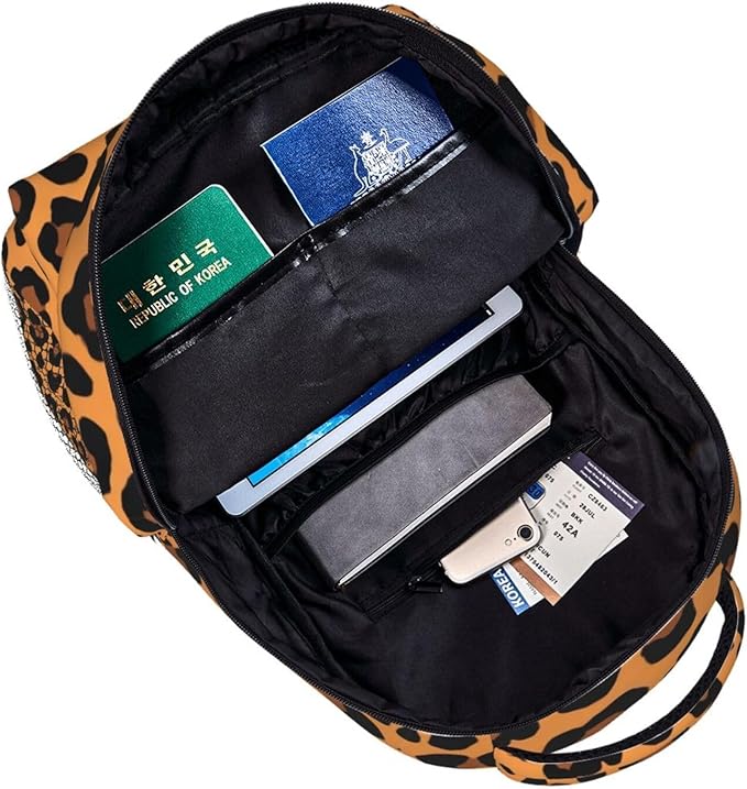 Lightweight Rucksacks for Climbing Outdoors Walking Cycling, Large Capacity Anti-Theft Multipurpose Carry On Bag, Brown Leopard Cheetah Art Camping Outdoor Backpack