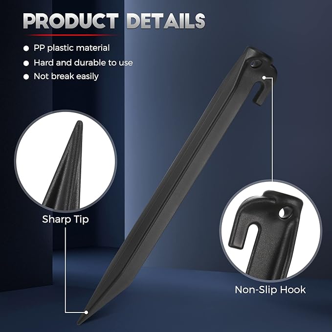 9 Inch Plastic Inflatable Tent Stakes Black Replacement Yard Inflatable Accessories for Camping Tent Pegs Garden Home Decorations