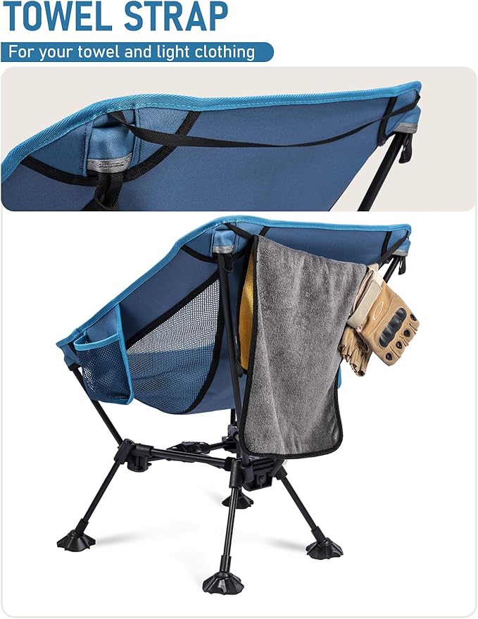 WildCall Lightweight Folding Camping Chair Compact Beach Chair with Anti-Sinking Large Feet