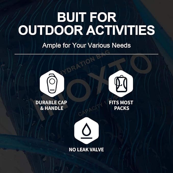 INOXTO 1.5L/2L/3L Hydration Bladder, Water Bladder with Water Reservoir Hose Insulator & High Flow Bite Valve for Hiking Backpack, Leak Proof 1.5/2L/3L Water Reservoir for Camping Cycling Running