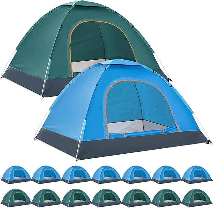 Woanger 10/16 Pack Bulk 2 Person Camping Tents for Homeless Lightweight Tent with Rain Fly and Carrying Bag Waterproof Windproof Setup Pop Up for Camping Backpacking Donation