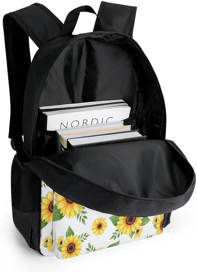 Daypack Lightweight Multipurpose Anti-Theft Vintage Yellow Sunflower Shoulder Bag Large Capacity Laptop Book Bag Rucksack With Adjustable Shoulder Straps