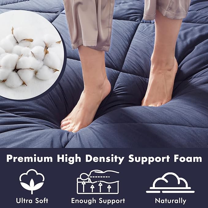 Japanese Foldable & Portable Roll-up Camping Mattress, Blue Twin
