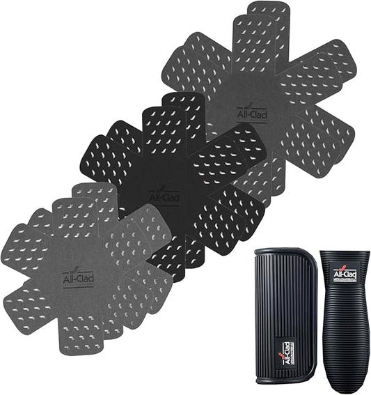 All-Clad Pot Protectors & Silicone Grip Set: Pot and Pan Protectors for Kitchen Organization, 100% Silicone Heat Resistant Grip Set, 8-Piece