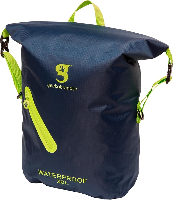 geckobrands Lightweight 30L Waterproof Backpack - Lightweight Watertight Outdoor Bag Hiking Traveling Light Water Activities