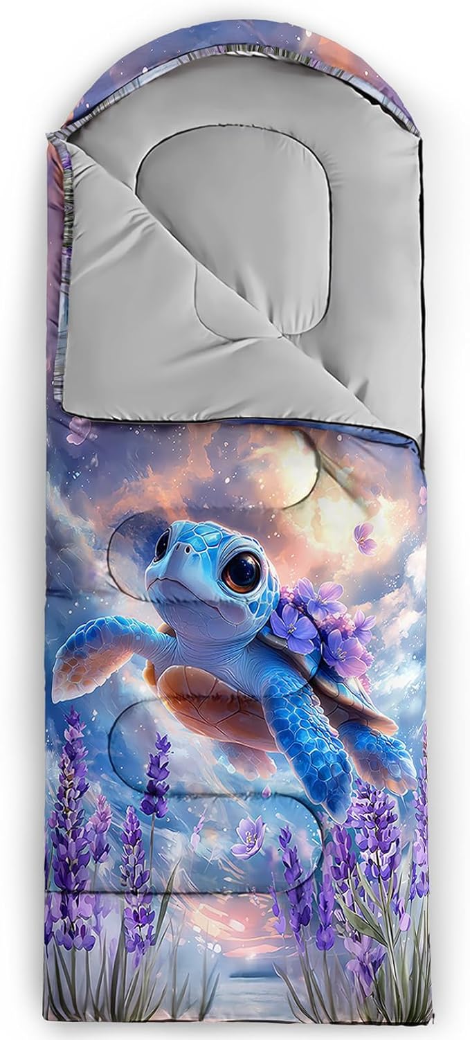 AILONEN Boys Sleeping Bag for Camping,Nautical Anchor,Lightweight & Waterproof,3 Season Warm & Cool Weather,Navy Blue Sleeping Bags for Kids Men Travelling,Outdoors