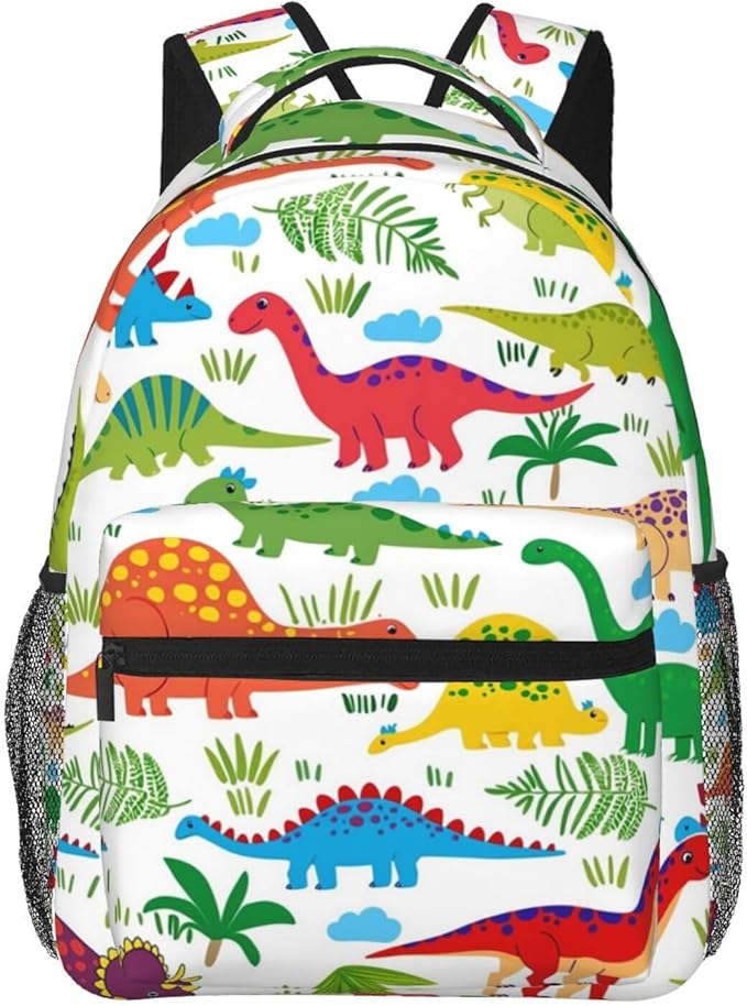 Men Women Polyester Cartoon Dinosaur Set Daypack Big Capacity Shoulder Bag With Smooth Zippers for Hiking Work Walking Cycling