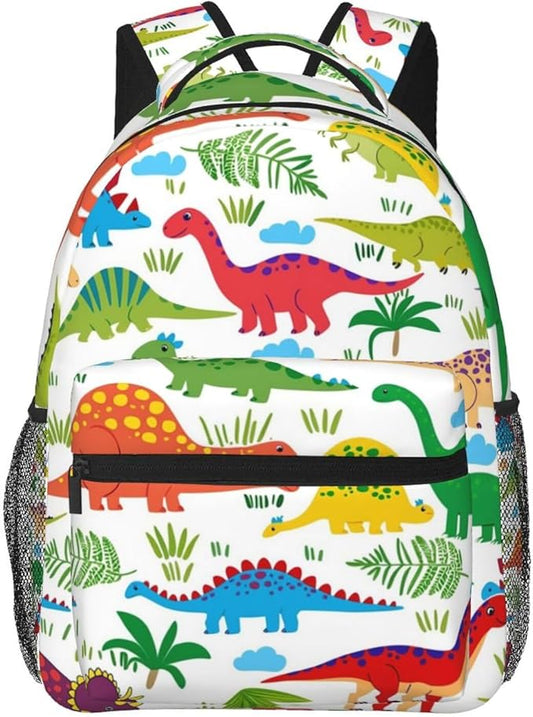 Men Women Polyester Cartoon Dinosaur Set Daypack Big Capacity Shoulder Bag With Smooth Zippers for Hiking Work Walking Cycling