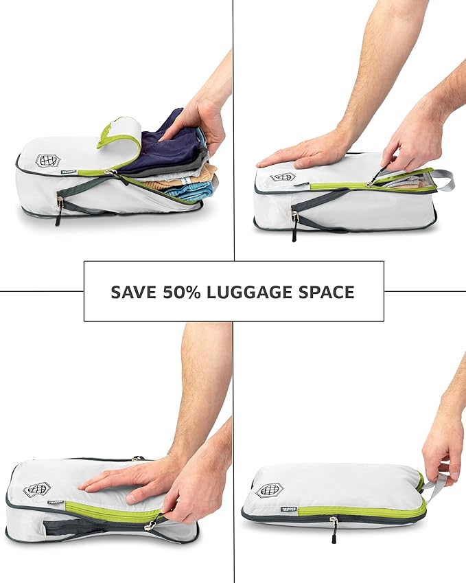 Compression Packing Cubes Set for Carryon Suitcases- Lightweight, Durable Clothes Organizer
