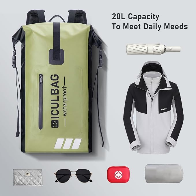 Waterproof Backpack For Women Men Dry Bags Waterprof Bags for Kayaking Boating Travele Hiking Camping Dry Bag 20L