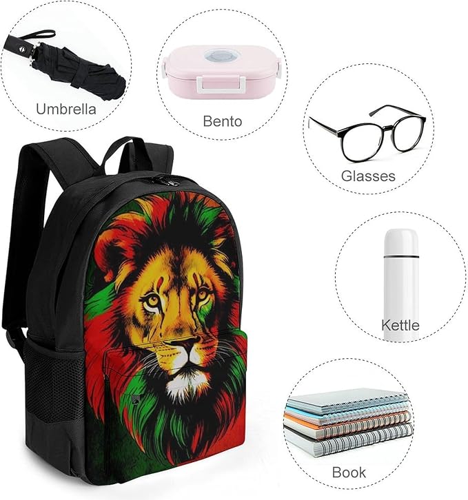 Casual Daypack Multipurpose Anti-Theft Large Capacity Carry On Bag, Lion Of Jamaica Reggae Casual Daypack Climbing Shoulder Bag With Padded Straps