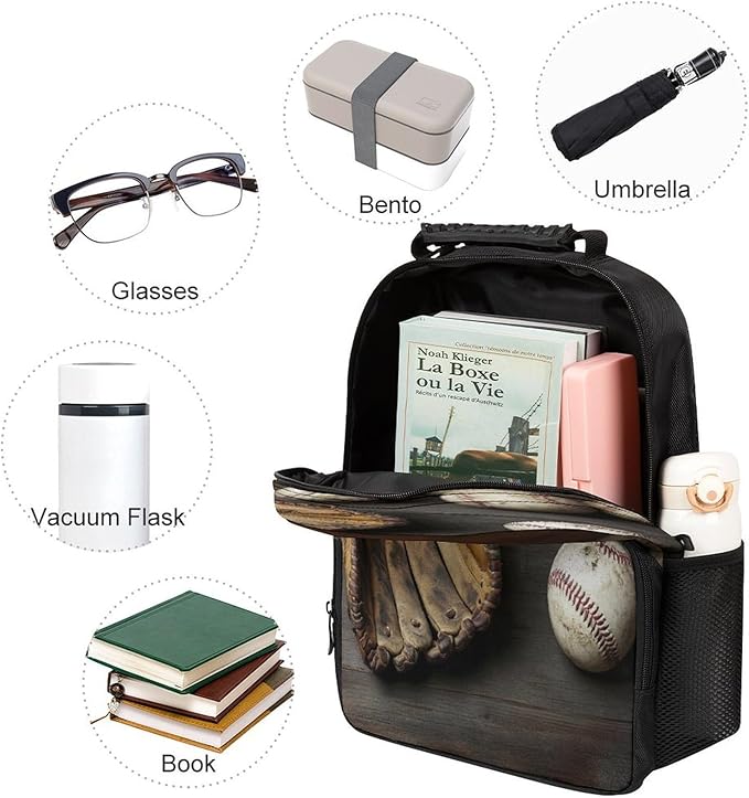 Daypack Backpack Polyester Multipurpose Anti-Theft Retro Baseball Shoulder Bag Big Capacity Gym Outdoor Hiking Backpack With Smooth Zippers
