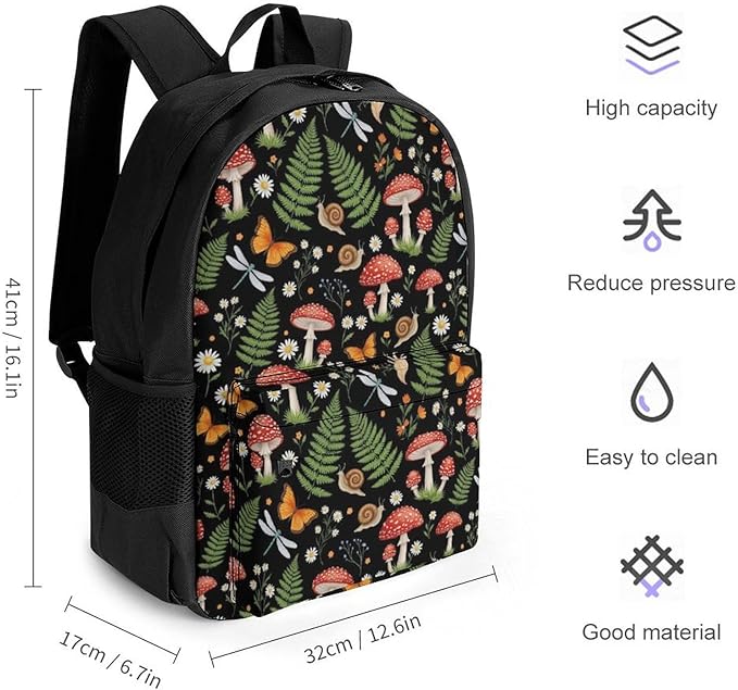 Casual Daypack Mushroom Trekking Travel Hiking with Climbing Shoulder Bag, Shoulder Book Bags