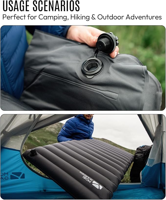 MOBI GARDEN Camping Sleeping Pad, Inflatable Sleeping Mat with Built-in Foot Pump, Compact Waterproof Camping Air Mattress for Backpacking, Hiking, Tent, Traveling