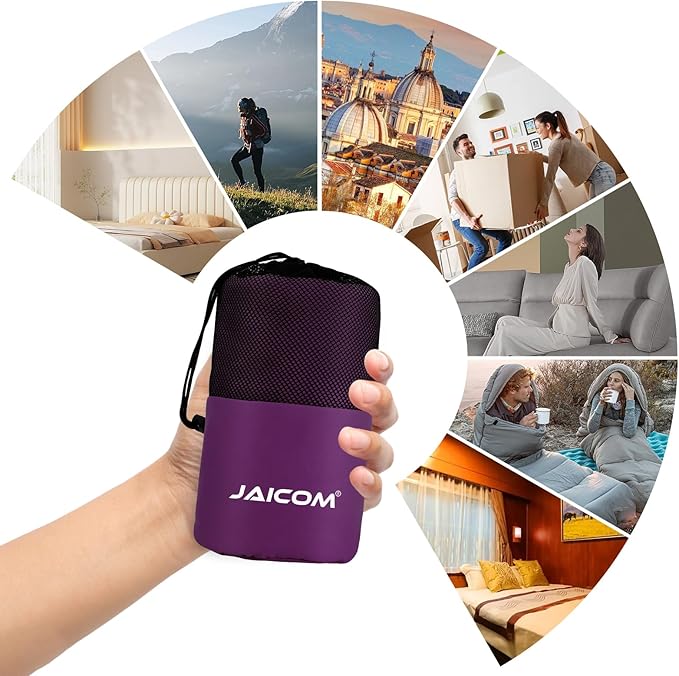 Sleeping Bag Liner, Sleep Sack Travel Sheets, Two-Way-Zipper Expose Feet Separately, Lightweight for Single, Backpacking,Hotels & Hostels, Camping, Travel, Business