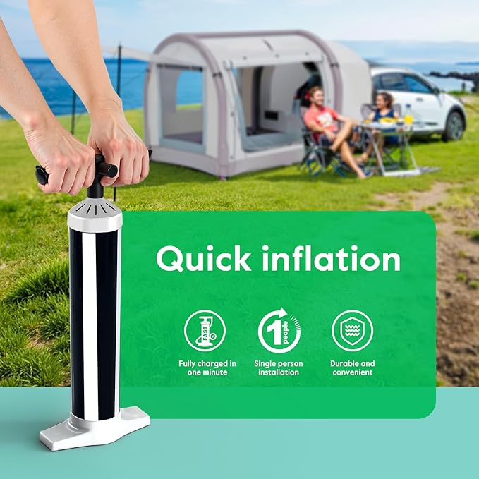Inflatable SUV Tent for Camping, Large Quick Setup Blow Up Tents, 6-Person Tent with Detachable Car Attachment, Tents with Storage Bag &Projection Screen, Waterproof