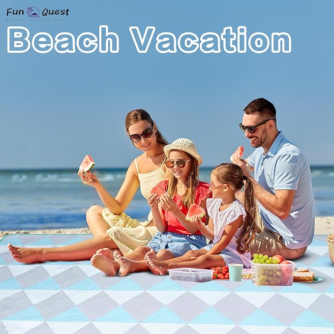 Picnic Blanket Waterproof – Large Sandproof Beach Blanket & Beach Mat, Foldable Machine Washable Outdoor Lawn Blanket, Stadium Blanket & Outside Blankets for Grass, Camping, Park, Travel