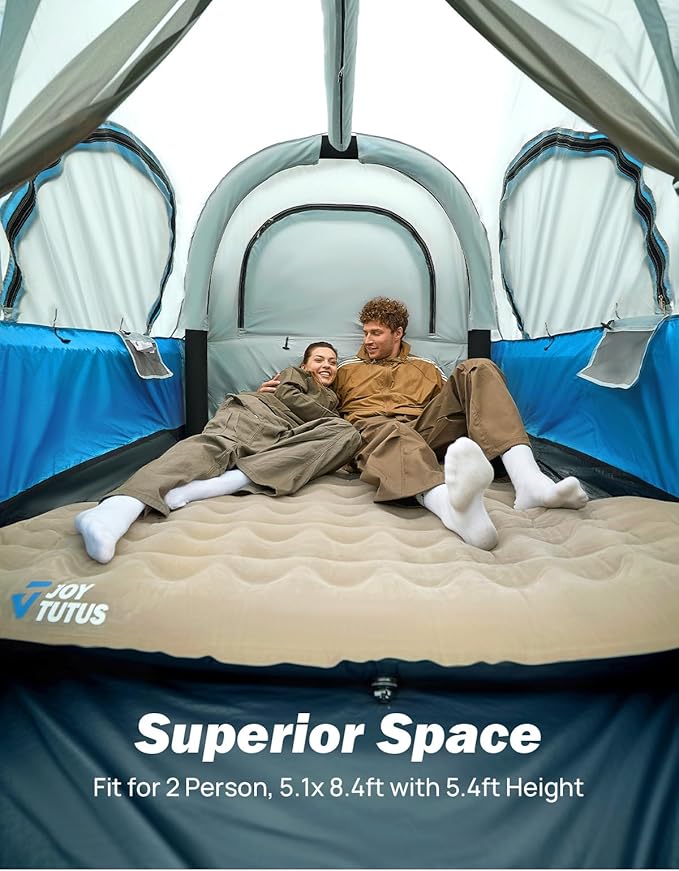 JOYTUTUS Inflatable Truck Bed Tent 5.5-6.5FT with Awning, Includes Air Pump for Quick 30S Setup, Dual-use Pickup or Camping Tent for 2 Person, Truck Tent with Waterproof Roof Shade and 3 Windows