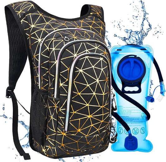 Hydration Backpack, Festival Rave Hydration Pack, Water Backpack with 2L Hydration Bladder, Rave Backpack Hydration Pack Hydropack Hydro for Hiking, Biking, Festivals, Raves