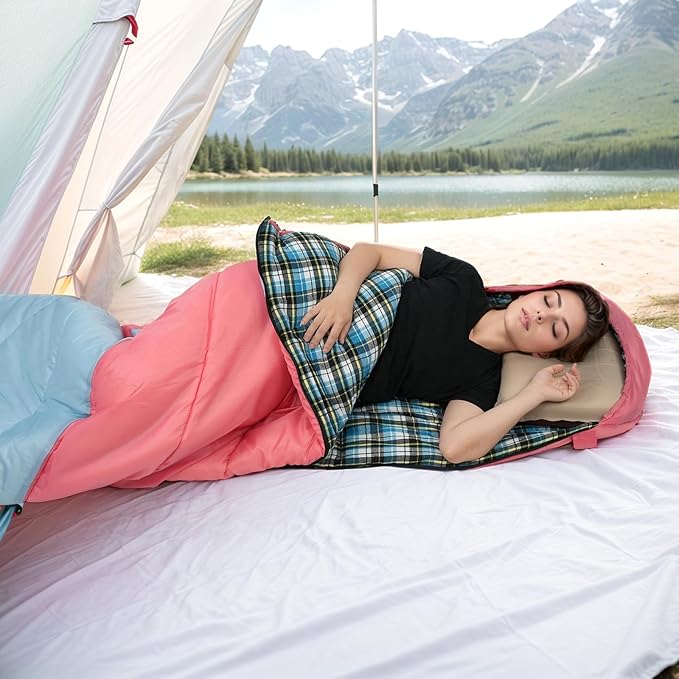 Cotton Flannel Liner Sleeping Bag for Adults Teens Kids, Cold Weather & Warm, 3 Seasons, Lightweight Compact Camping Essentials Equipment, Hiking, Outdoor, Travel