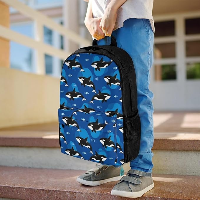 Supdreamc Men Women Lightweight Ocean Sea Orca Killer Whale Casual Daypack Big Capacity Bookbag With Padded Straps for Gym Travel Walking Cycling