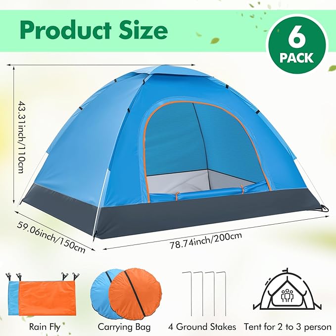 Woanger 10/16 Pack Bulk 2 Person Camping Tents for Homeless Lightweight Tent with Rain Fly and Carrying Bag Waterproof Windproof Setup Pop Up for Camping Backpacking Donation