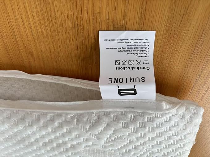 SUQ I OME Slim Sleeper -Thin Latex Pillow for Sleeping,Dunlop Low Profile Ultra Thin for Stomach, Back, or Side Sleepers, Firm, 23x15.7x2.7 inch,Cube White