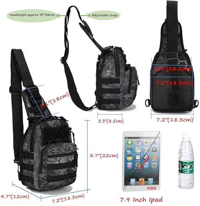 Tactical Shoulder Sling Bag Small Outdoor Chest Pack Backpack for Men Traveling, Trekking, Camping, Sling Backpack