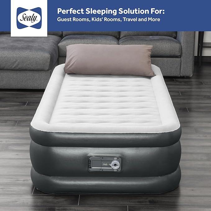 Sealy Tritech Twin Sized 18" Air Mattress Bed 2 Person w/Built-in AC Pump & Bag
